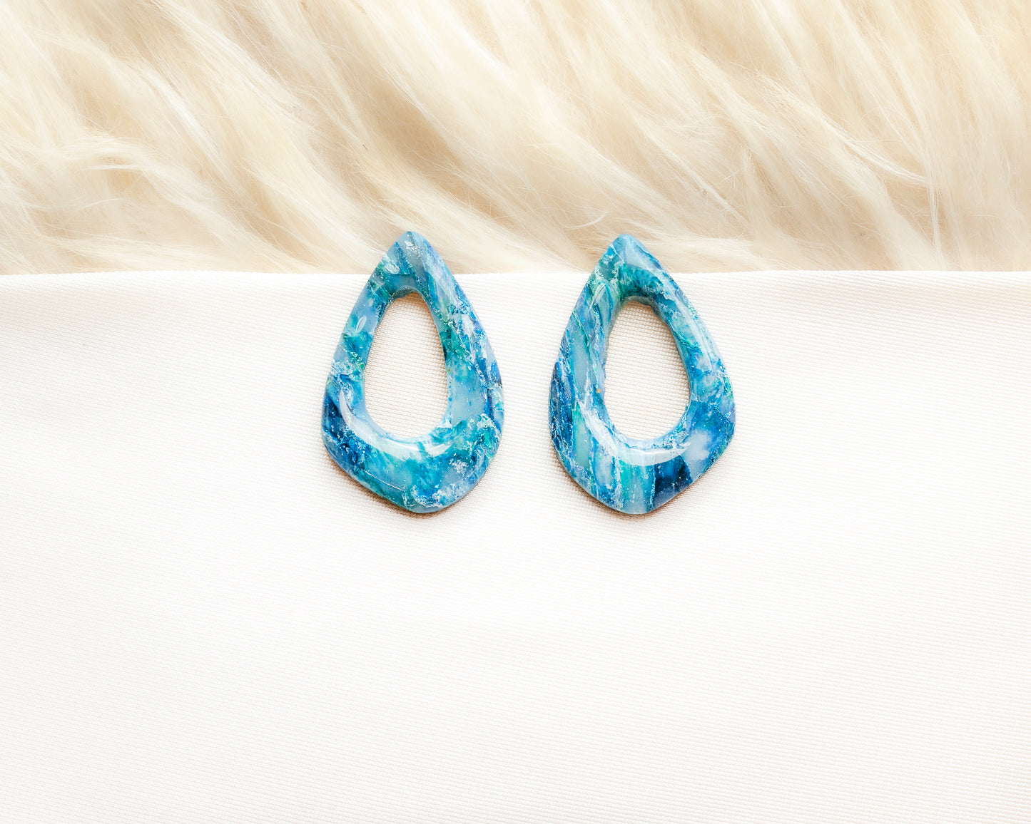 Aros Calados Marejada — Arcilla Polimérica Azul Turquesa, Hecho a Mano